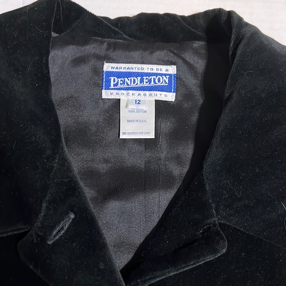 Vintage PENDLETON Black VELVET Tuxedo style button retro cotton VEST USA 12 L/XL - Picture 2 of 13